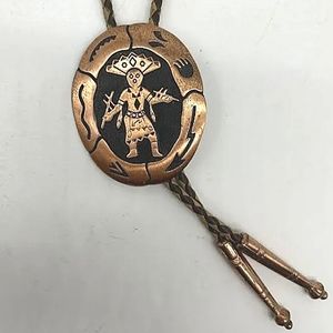 COPPER BELL Copper Hopi Homahtoi Kachina Men's Bolo Tie.